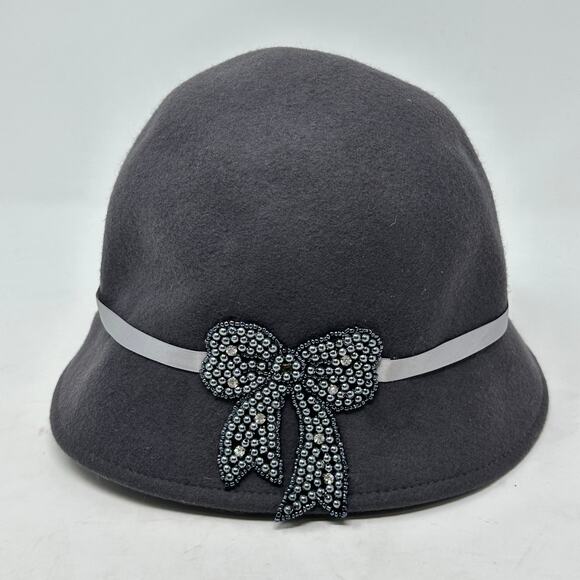 Pins and Needles Felted Wool Beaded Bow Hat - Picture 2 of 5